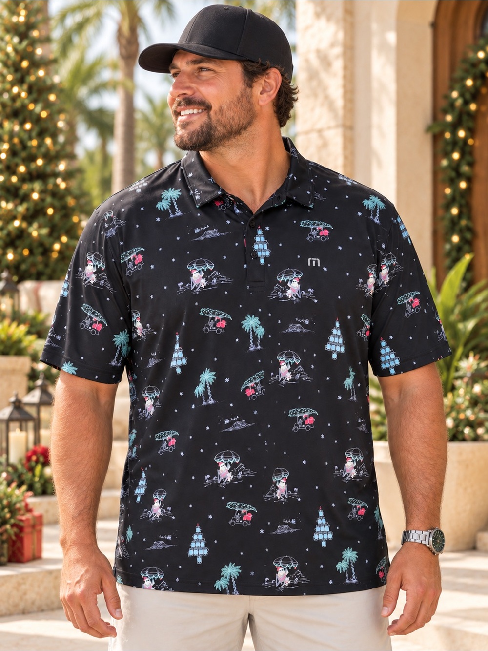 Travis Mathew California Christmas Holiday Golf Polo size XXL #219